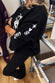 Black Sweatshirt with Ecru Embroidery