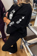 Black Sweatshirt with Ecru Embroidery