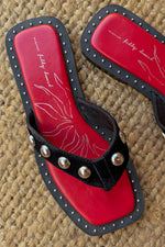 Black Leather Stud Sandals