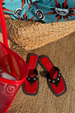 Black Leather Stud Sandals
