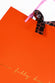 close up of coral gift bag
