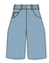Denim Scallop Pocket Long Shorts