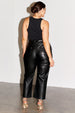 caption_Model wears Black Vegan Leather Trousers in UK 18 / US 14