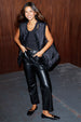 caption_Model wears Black Vegan Leather Trousers in UK 10 / US 6