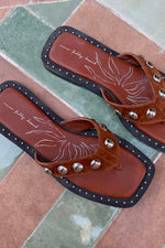 Tan Leather Stud Sandals