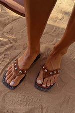 Tan Leather Stud Sandals