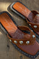 Tan Leather Stud Sandals