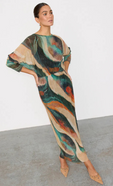 model is wearing the green plisse didi dress