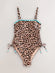 Leopard Whipstitch Bandeau Swimsuit