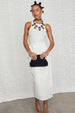 caption_Model wears White Linen Jaspre Skirt in UK size 10/ US 6
