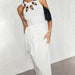 Model wears White Linen Jaspre Skirt in UK Size 10/ US 6