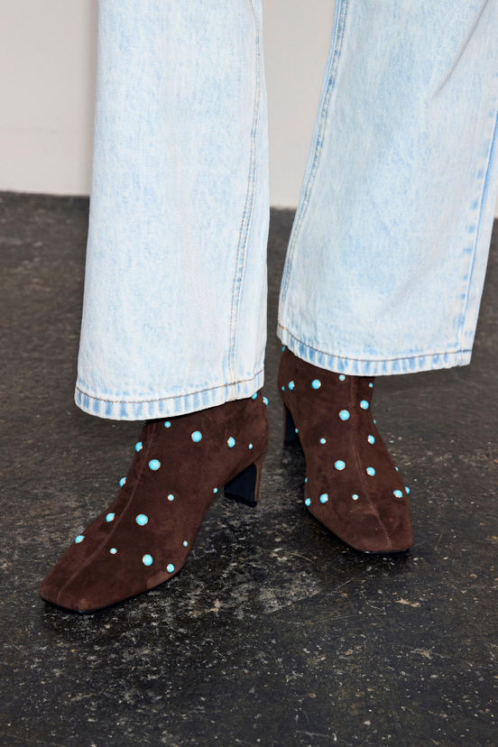 Chocolate Studded Suede Boots