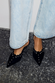Black Suede Mules with Silver Studs