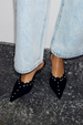 Black Suede Mules with Silver Studs