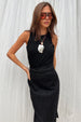 caption_Model wears Black Cotton Ribbed Tank  in size S