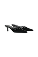 Black Suede Mules with Silver Studs