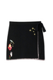 Black Night Garden Mini Wrap Skirt