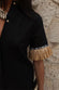 caption_Model wears  Black Raffia Shirt in UK size 8/ US 4