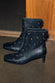 Black Leather Boots with Gold Studs