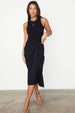 caption_Model wears Black Cotton Ribbed Tank  in UK size 10/ US 6