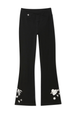 Black Cotton Wide Leg with Ecru Embroidery