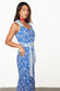 caption_Model wears Blue Mosaic Cami Top in UK size 10/ US 6