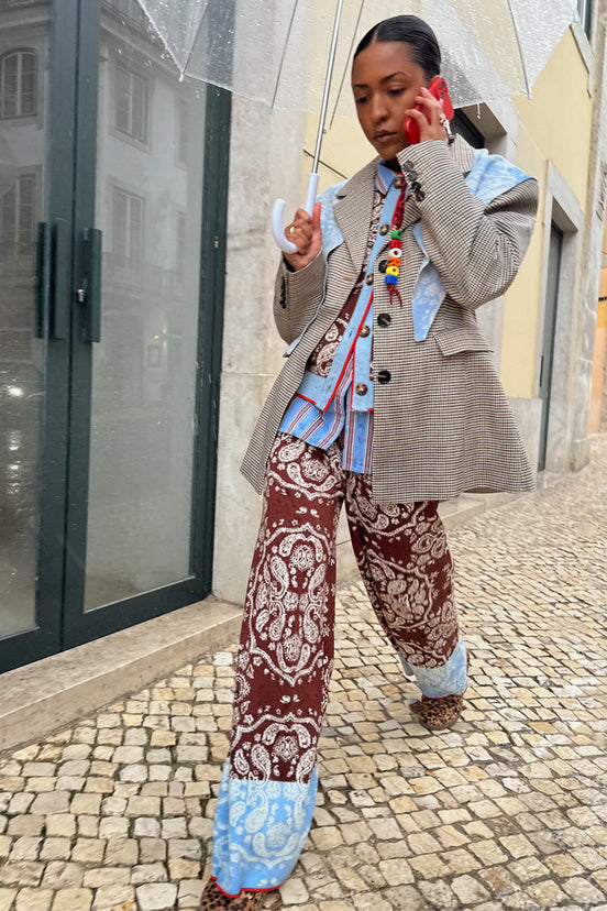 Chocolate Bandana Wide Leg Trousers