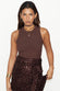 caption_Model wears Chocolate Cotton Ribbed Tank in UK size S