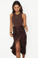 caption_Model wears Chocolate Cotton Ribbed Tank in UK size S