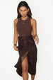 caption_Model wears Chocolate Cotton Ribbed Tank in UK size S