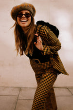 Model wearing Check Blazer standing facing the camera 