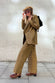 Model wearing Check Blazer standing facing the side