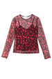Cherry Mesh Long Sleeve Top