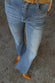 caption_Model wears Denim Flare Scallop Jean  in UK size 8/ US 4