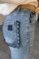 caption_Model wears Denim Flare Scallop Jean  in UK size 8/ US 4