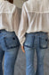 caption_Models wear Denim Flare Scallop Jean  in UK size 8 and 18