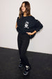 Black Cotton Wide Leg with Ecru Embroidery