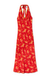 Red Floral Halter Dress