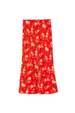 Red Floral Midi Skirt