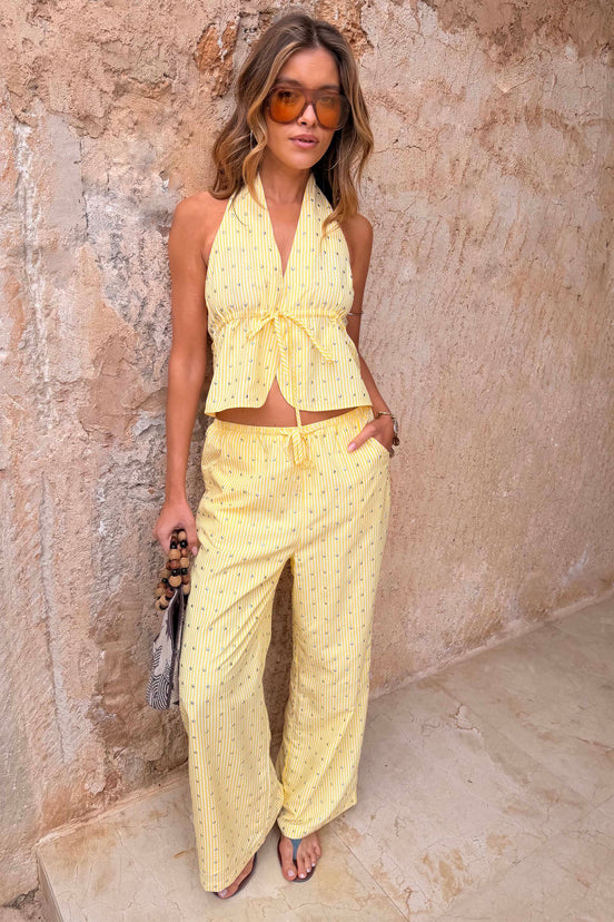 Lemon Pinstripe Studded Ellie Trousers