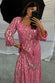 caption_Model wears Pink Jacquard Harmony Dress in UK size 8/ US 4