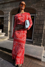 Red Bandana Rib Dorris Skirt