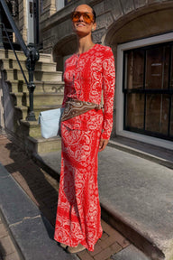 Red Bandana Rib Dorris Skirt