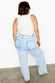 Scallop Detail Straight Leg Jeans