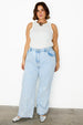 Scallop Detail Straight Leg Jeans