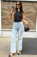 caption_Model wears Scallop Detail Straight Leg Jeans  in UK size 10/ US 6