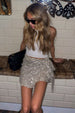 Silver Sequin Mini Jaspre Skirt