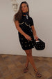 Black Crochet Shell Wrap Skirt
