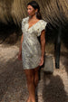 caption_Model wears Cream Jacquard Tilda Mini Dress in UK size 10/ US 6