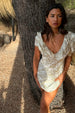 caption_Model wears Cream Jacquard Tilda Mini Dress in UK size 10/ US 6